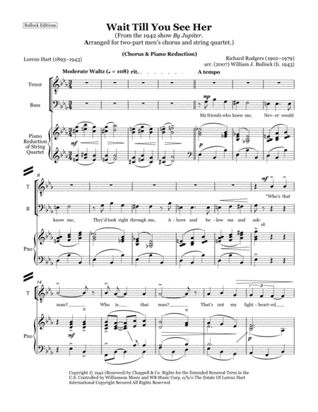 Wait Till You See Her (arr. William J. Bullock)