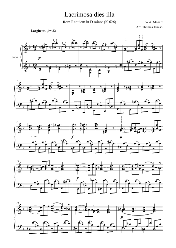 Lacrymosa (arr. Thomas Jancso)