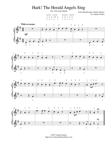 Hark! The Herald Angels Sing - for very easy piano (arr. Samuel Stokes)