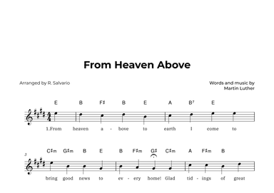 From Heaven Above (Key of E Major) (arr. R. Salvario)