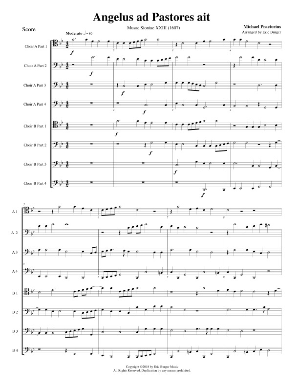 Angelus ad Pastores ait for Trombone or Low Brass Octet (arr. Eric Burger Music)