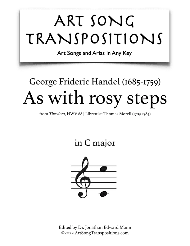 HANDEL: As with rosy steps (transposed to C major) (arr. ArtSongTranspositions.com)