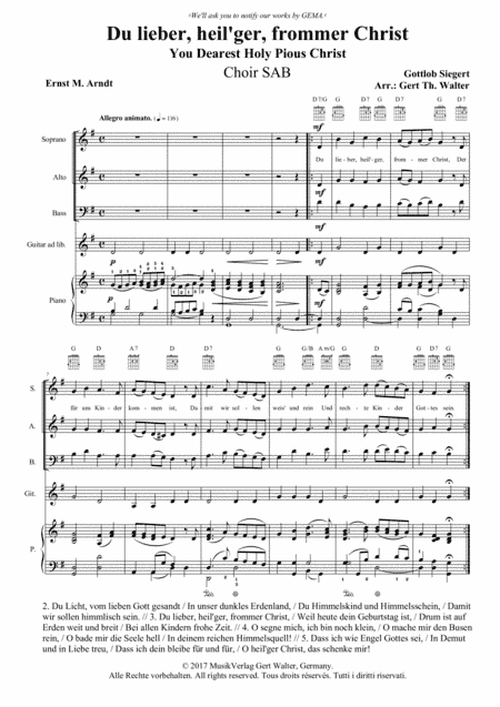 You Dearest Holy Pious Christ (arr. Gert Th. Walter)