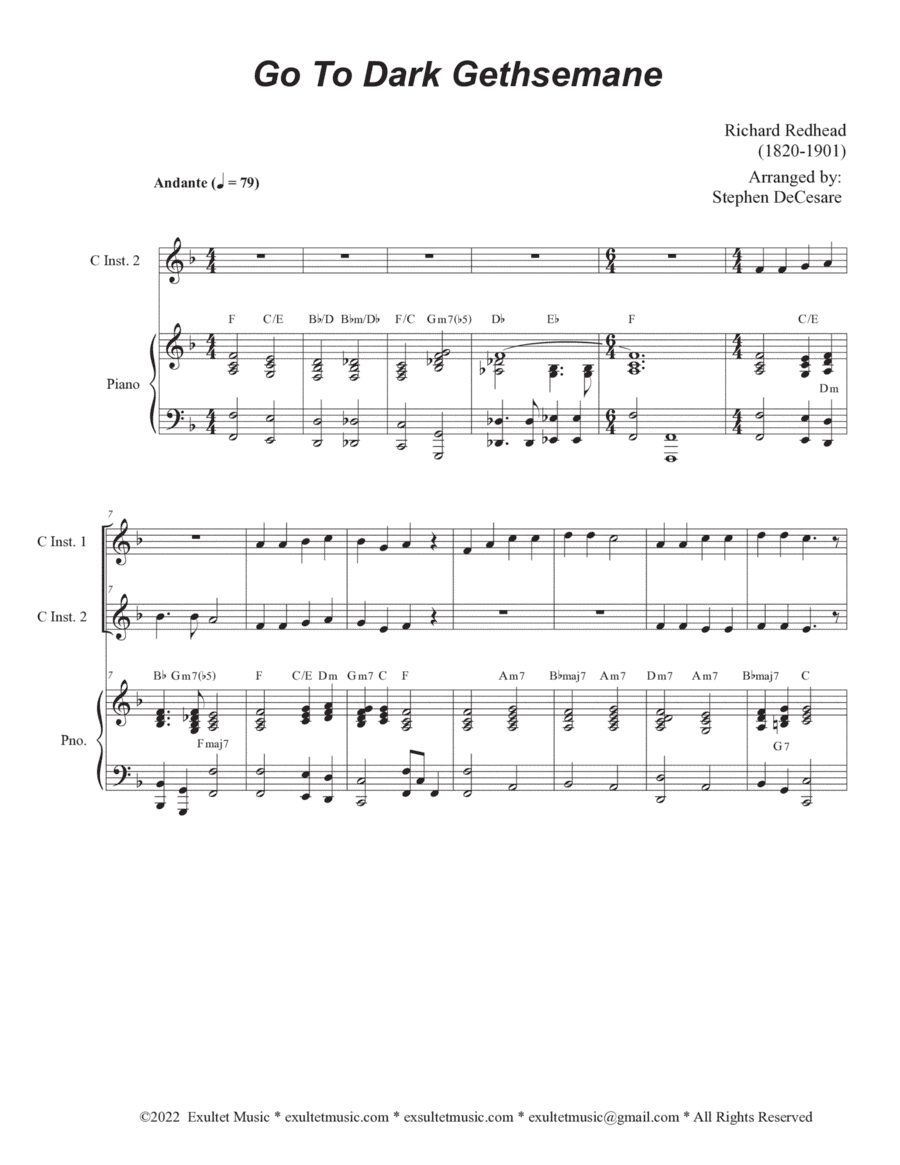 Go To Dark Gethsemane (Duet for C-Instruments) (arr. Stephen DeCesare)