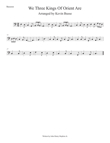 We Three Kings Of Orient Are (Easy key of C) Bassoon (arr. Kevin Busse)