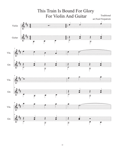This Train Is Bound For Glory For Violin And Guitar (arr. Neal Fitzpatrick)