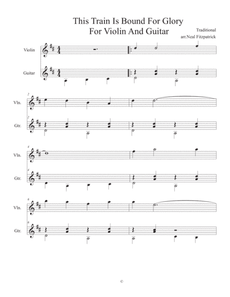 This Train Is Bound For Glory For Violin And Guitar (arr. Neal Fitzpatrick)