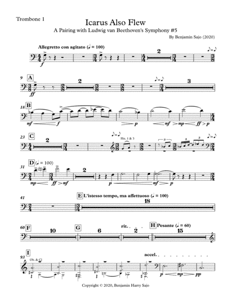 Icarus Also Flew: A Pairing with Beethoven's Symphony #5 - Trombone 1