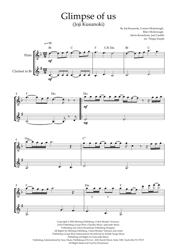 Glimpse Of Us (arr. Thiago Joseph)