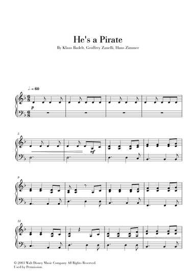 He's A Pirate (arr. Cadenza Editions)