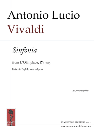 Vivaldi – Sinfonia for strings and continuo from L’Olimpiade RV 725 (arr. Snakewood Editions)