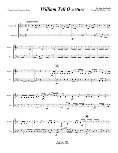 William Tell Overture (Trumpet and Trombone duet) (arr. Matthew Nunes)