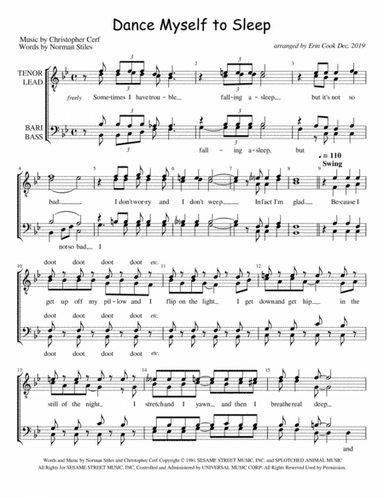 Dance Myself To Sleep (arr. Erin Cook)