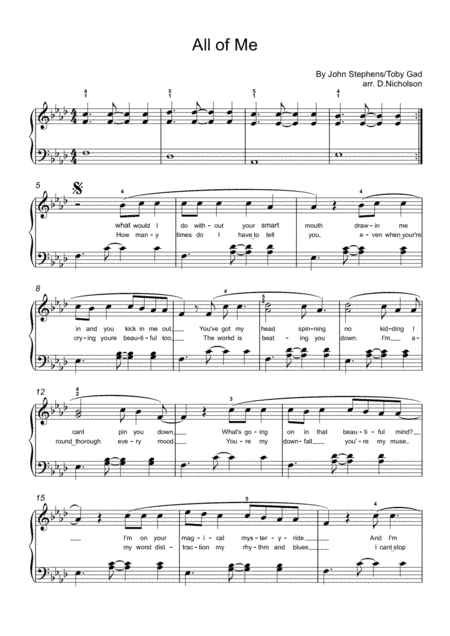 All Of Me (arr. Cadenza Music Tuition)