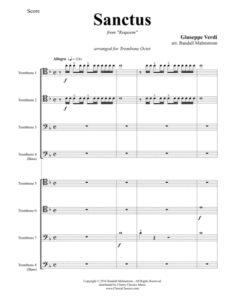 Sanctus from "Requiem" for Trombone Octet (arr. Malmstrom, Randall)