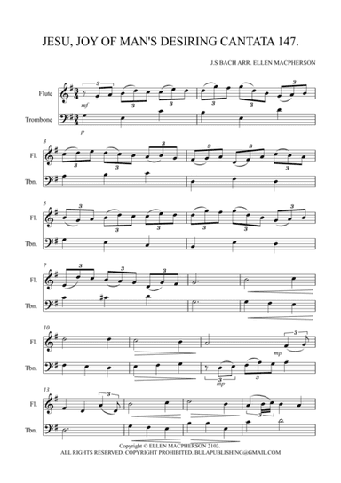 Jesu Joy of Man's Desiring from Cantata no.147 - FLUTE & TROMBONE DUET (arr. Ellen Macpherson)