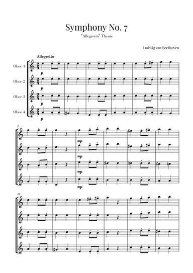 Beethoven - Allegretto (from Symphony No. 7) - for Oboe quartet (arr. Cadenza Editions)