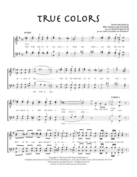 True Colors (arr. David Wright)
