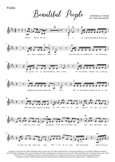 Beautiful People (arr. JULIA OH MUSIC | Julia Yeon-Joo Oh)