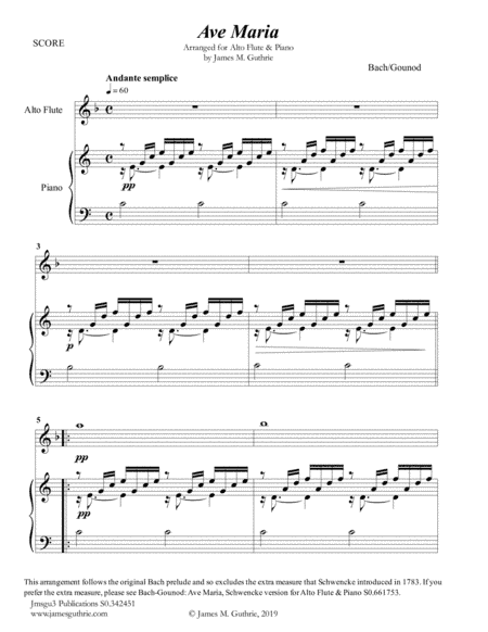 Bach-Gounod: Ave Maria for Alto Flute & Piano (arr. James M. Guthrie, ASCAP)