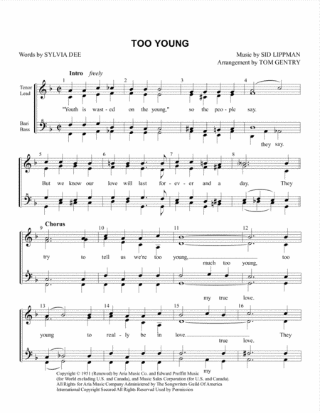 Too Young (arr. Tom Gentry)