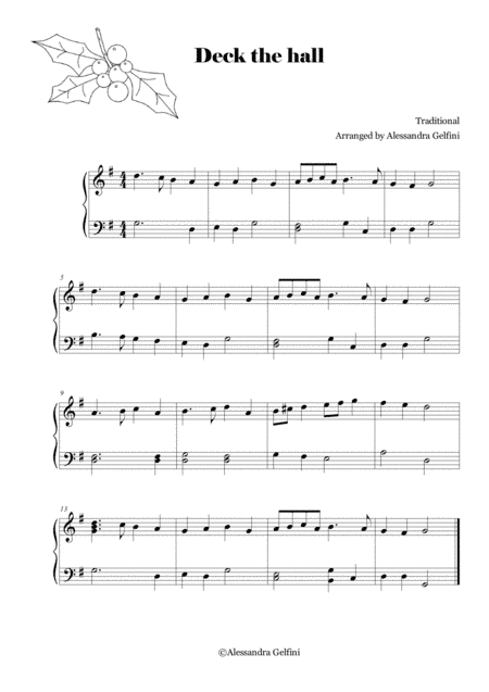 Deck the hall - Christmas easy piano solo (arr. Alessandra Gelfini)