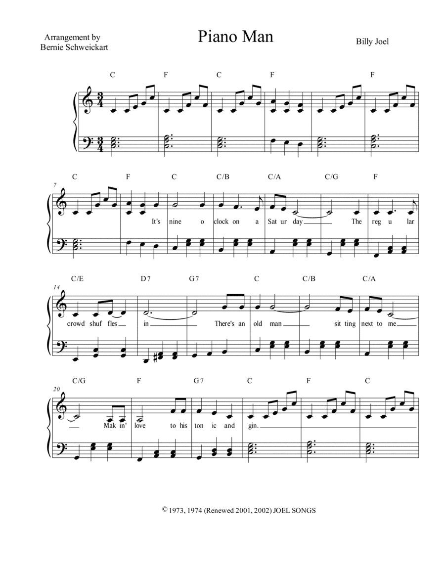 Piano Man (arr. Bernie Schweickart)