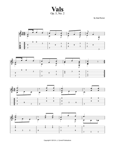 Vals, Op. 5, No. 2 (arr. A. J. Cornell Publications)