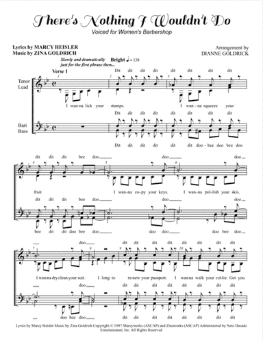There's Nothing I Wouldn't Do (arr. Dianne Goldrick)