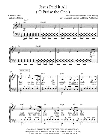 Jesus Paid It All (arr. Joseph Dunlap and Pattie A. Dunlap)