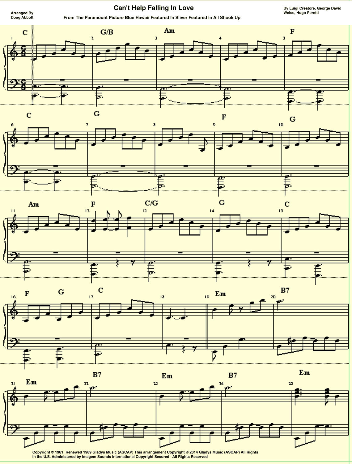 Can't Help Falling In Love (arr. Doug Abbott)