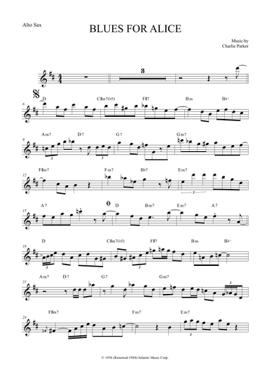 Blues For Alice (arr. The Sheet Music Library)
