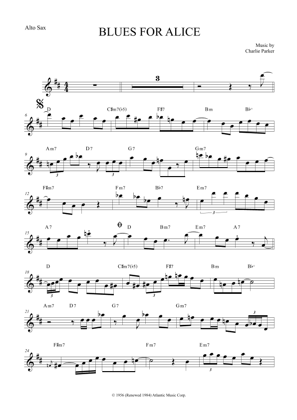 Blues For Alice (arr. The Sheet Music Library)