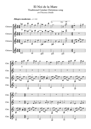 El Noi de la Mare (guitar ensemble) - Score Only (arr. Vincenzo Aniello)