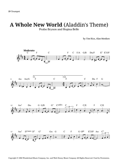 A Whole New World (aladdin's Theme) (arr. Langanho)