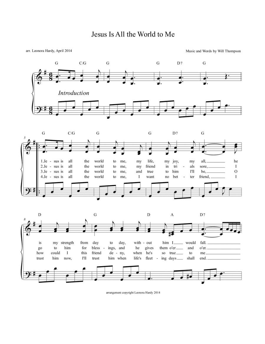 Jesus Is All the World to Me (arr. Leonora Hardy)