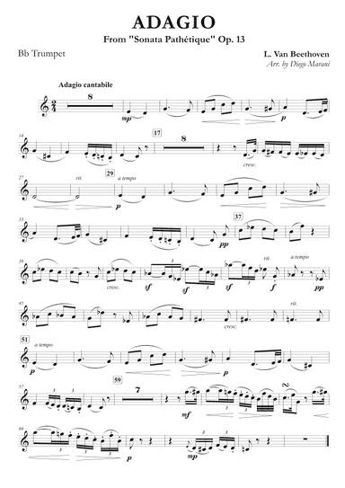 Adagio from "Sonata Pathetique" for Trumpet and Piano (arr. Diego Marani)