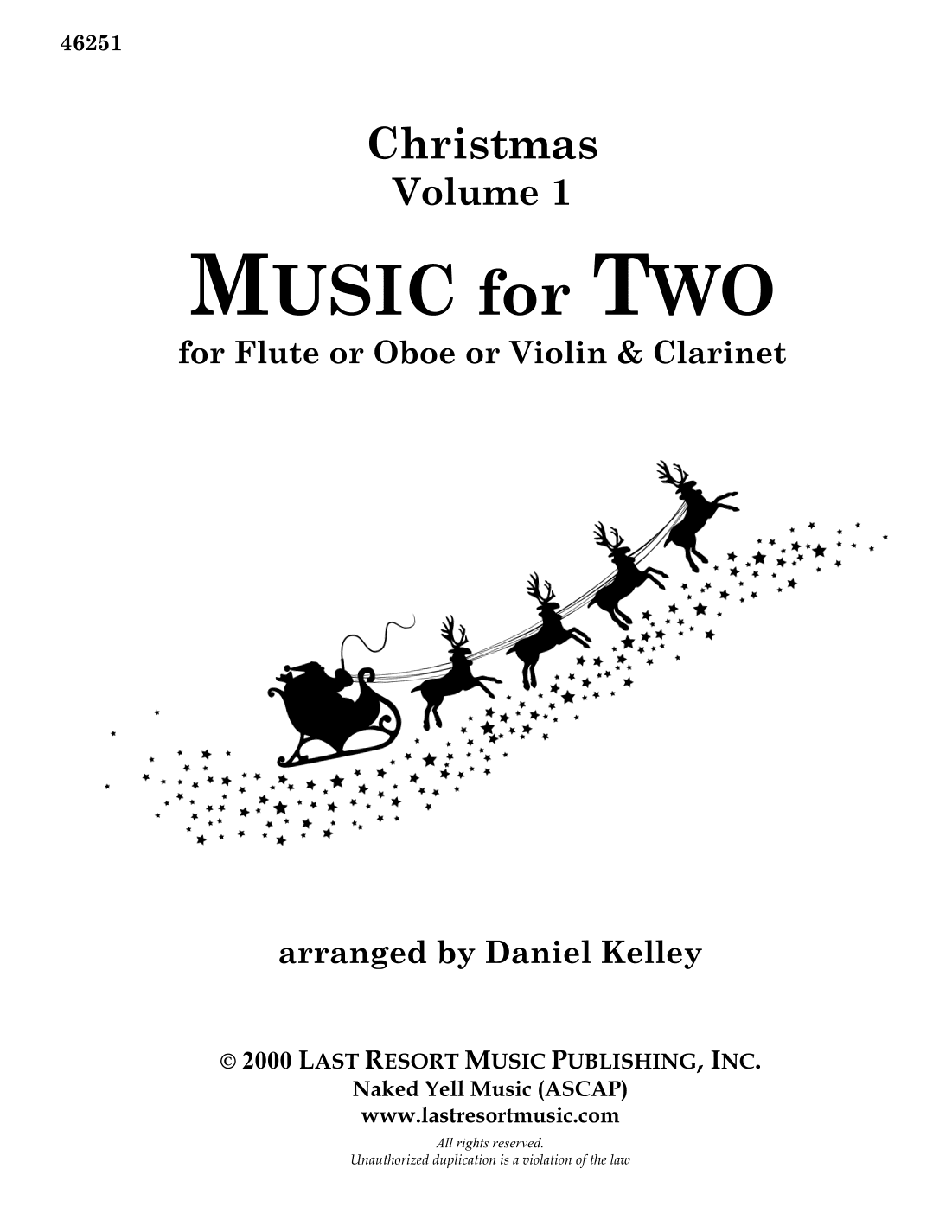 Music for Two, Christmas for Flute or Oboe or Violin & Clarinet in Bb #46251 (arr. Daniel Kelley)
