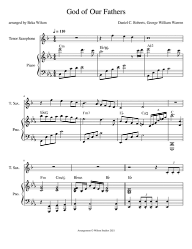 God of Our Fathers--tenor sax solo (arr. Beka Wilson)