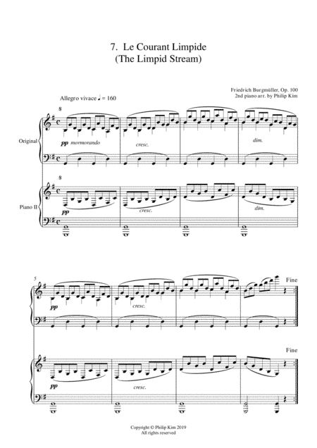 7. Le Courant Limpide (The Limpid Stream)  25 Progressive Studies Opus 100 for 2 pianos by Friedrich (arr. Philip Kim)