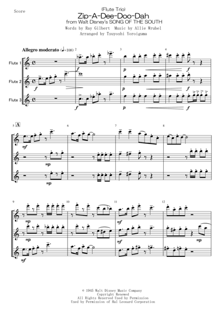Zip-A-Dee-Doo-Dah (arr. Tsuyoshi Yoriguma)