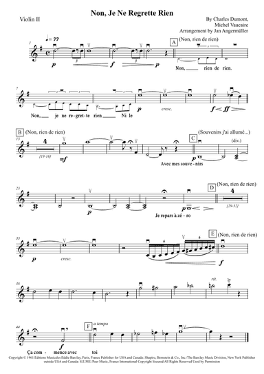 Non, Je Ne Regrette Rien (arr. Jan Angermüller)