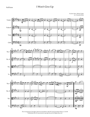 I Won't Give Up (arr. Fernando Britto)