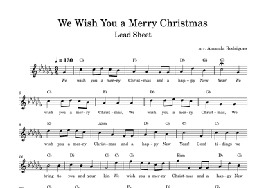 We Wish You a Merry Christimas - Easy Lead Sheet in Cb Major (arr. Amanda Rodrigues)