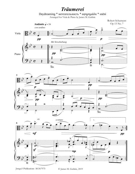 Schumann: Träumerei Op. 15 No. 7 for Viola & Piano (arr. James M. Guthrie)