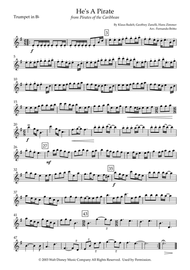 He's A Pirate (arr. Fernando Britto)