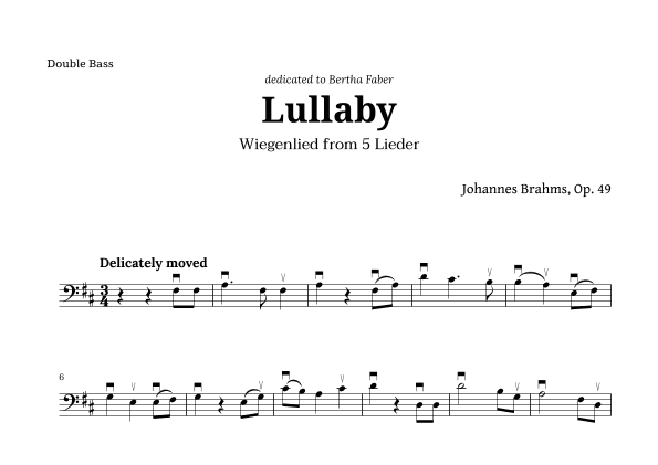 Wiegenlied (lullaby) by Brahms for Double Bass (arr. Langanho)