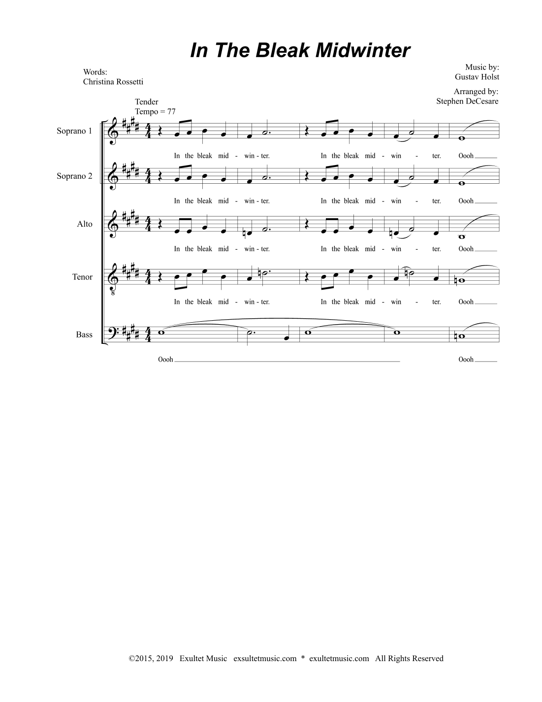 In The Bleak Midwinter (SSATB) (arr. Stephen DeCesare)