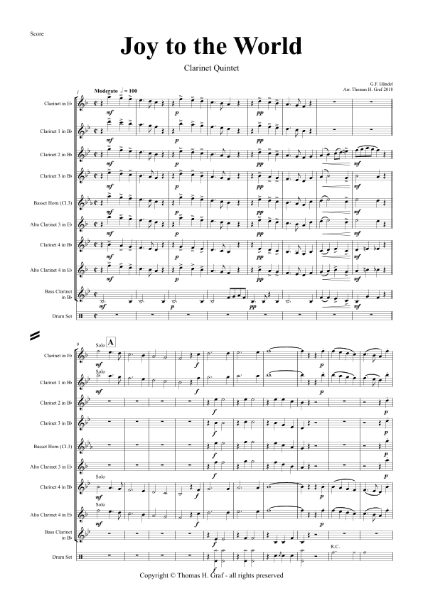 Joy to the World - Second Line Groove - Clarinet Quintet (arr. Thomas Graf)