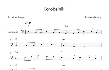 Korobeiniki  (from Tetris) - Trombone Lead Sheet - Chord Symbols (arr. Victor Araújo)